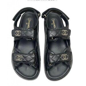 Chanel Black Dad Sandals 37